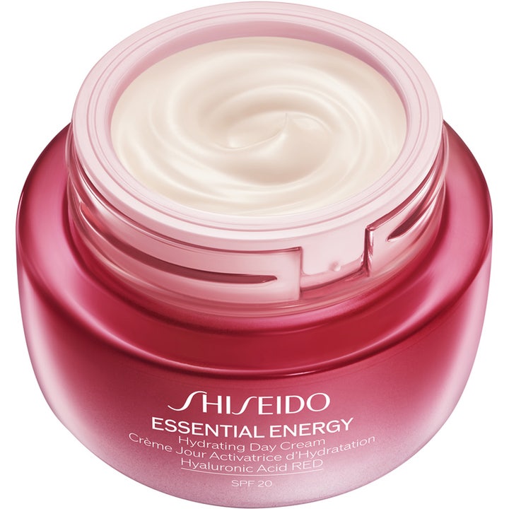 Shiseido Essential Energy Hydrating Day Cream 50 ml fuktighetsgivende ansiktskrem i rød krukke med SPF 20 og myk tekstur