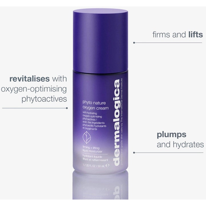 Dermalogica Phyto Nature Oxygen Cream 50 ml oppstrammende ansiktskrem i lilla flaske som gir huden løft og fuktighet.
