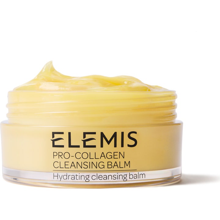Elemis Pro-Collagen Cleansing Balm fuktighetsgivende ansiktsrens i krukke med en rik og gul konsistens
