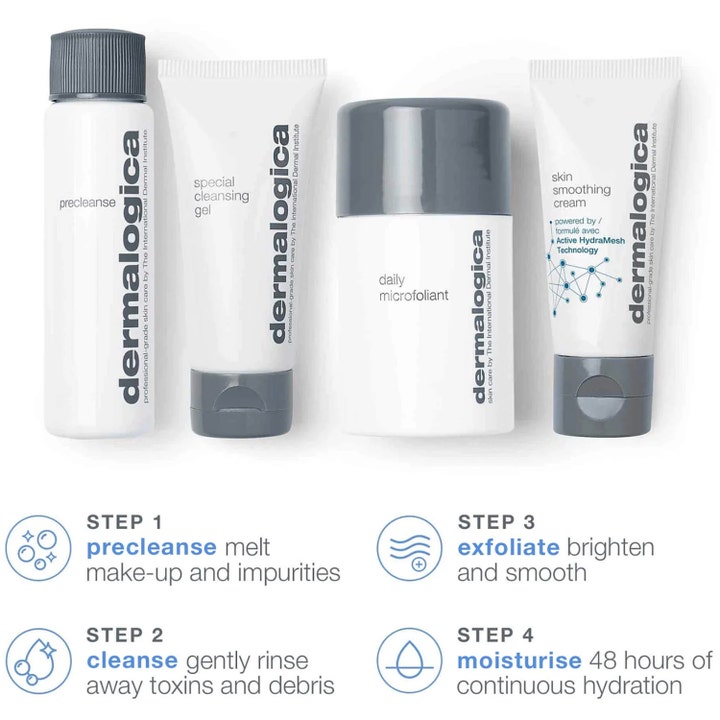 Dermalogica Discover Healthy Skin Kit hudpleiesett med rens, peeling og krem for en strålende sunn hud.