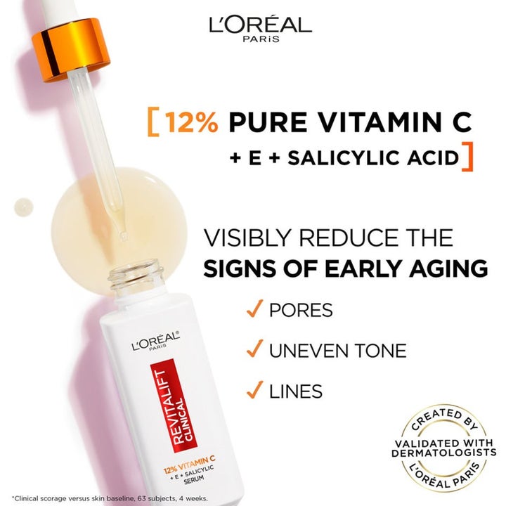 L'Oréal Paris Revitalift Clinical Vitamin C sett med serum og SPF50 fluid som gir glød og solbeskyttelse.