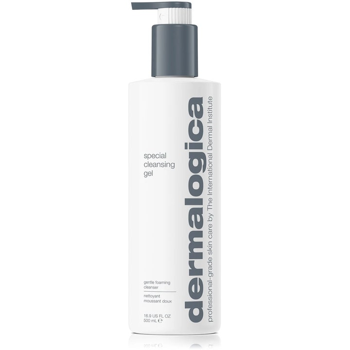 Dermalogica Special Cleansing Gel 500 ml skummende ansiktsrens på hvit pumpeflaske med grå detaljer