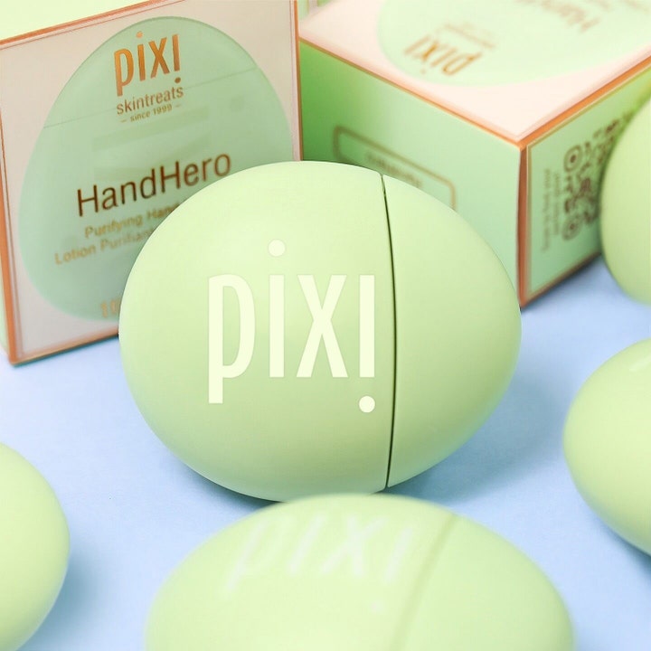 Pixi Hand Hero 30 ml rensende håndkrem i en unik mintgrønn eggformet beholder med hvit logo