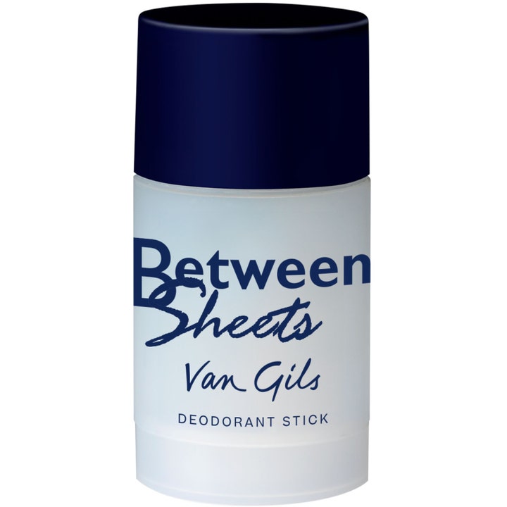 Van Gils Between Sheets 75ml deodorantstift gir friskhet i en frostet hvit beholder med mørkeblått lokk