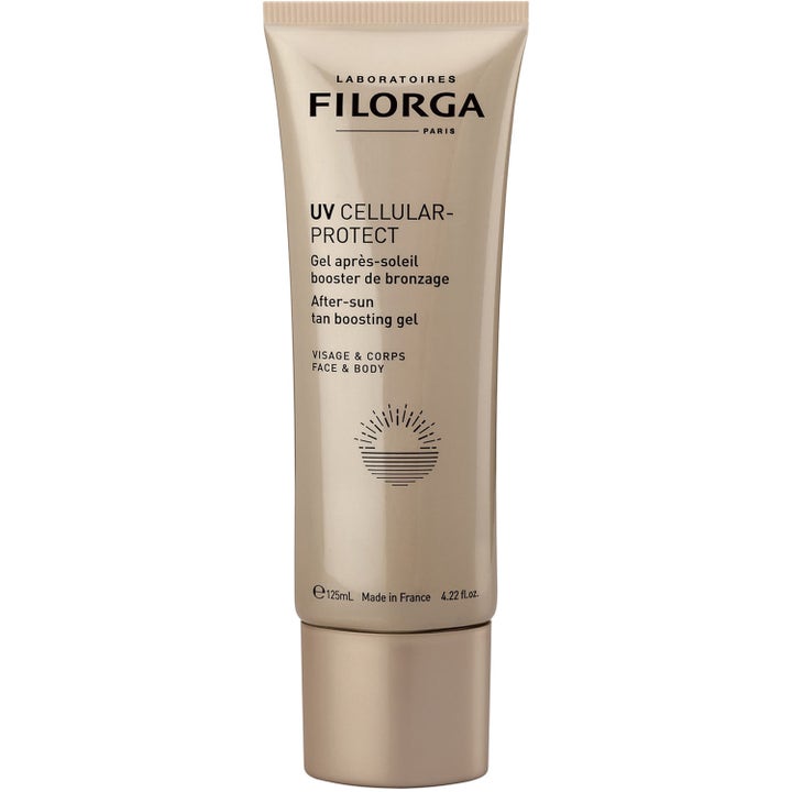 Filorga UV Cellular-Protect 125ml beroligende after-sun gel som forlenger brunfargen i en bronsefarget tube