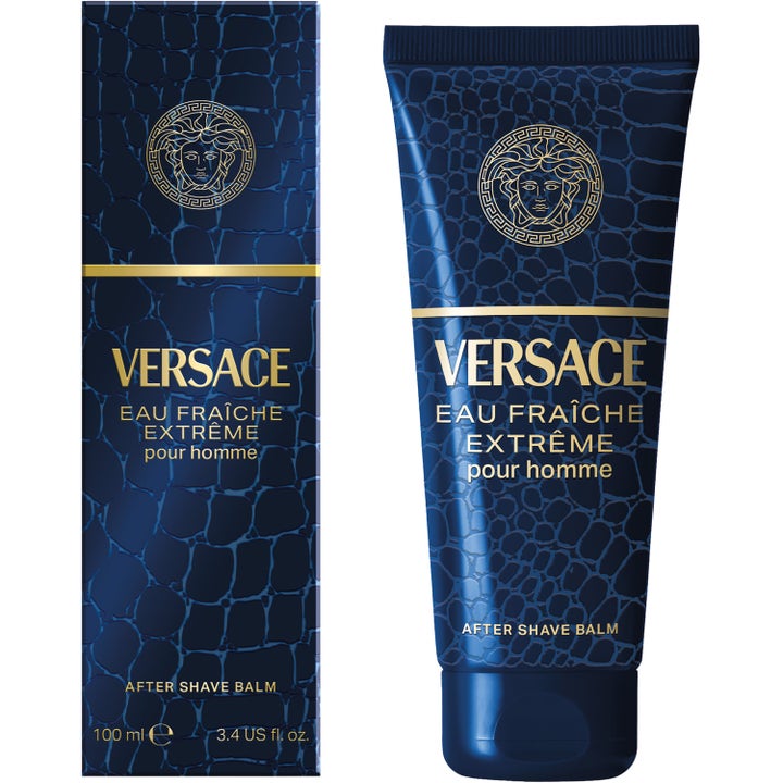 Versace Eau Fraiche Extreme 100 ml beroligende aftershave balm i blå tube med krokodillemønster