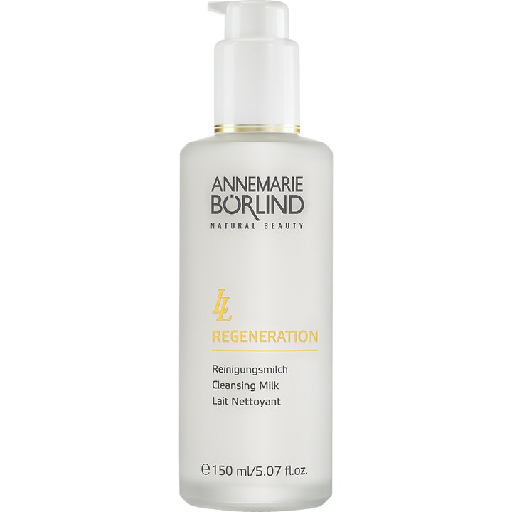 Annemarie Börlind LL Regeneration Cleansing Milk 150 ml rensende ansiktsmelk i hvit frostet flaske med pumpe
