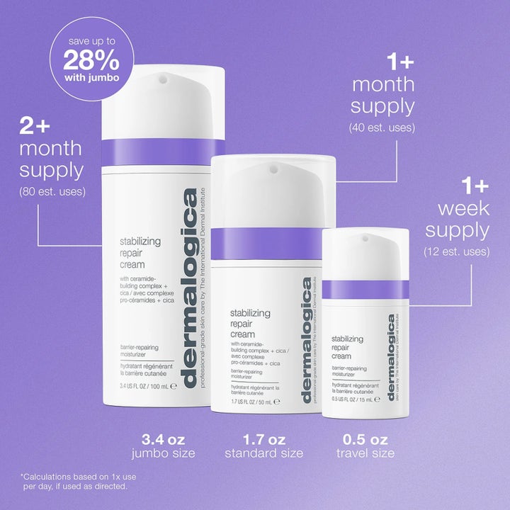 Dermalogica Stabilizing Repair Cream 100 ml barriere-reparerende fuktighetskrem i tre ulike størrelser med pumpe.
