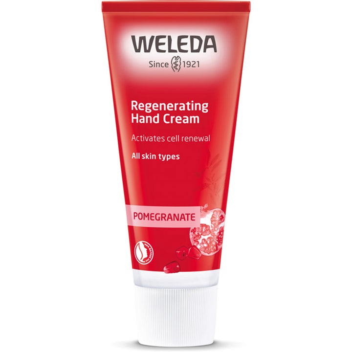 Weleda Pomegranate Regenerating Hand Cream 50 ml i rød tube som gir fuktighet med granateple.