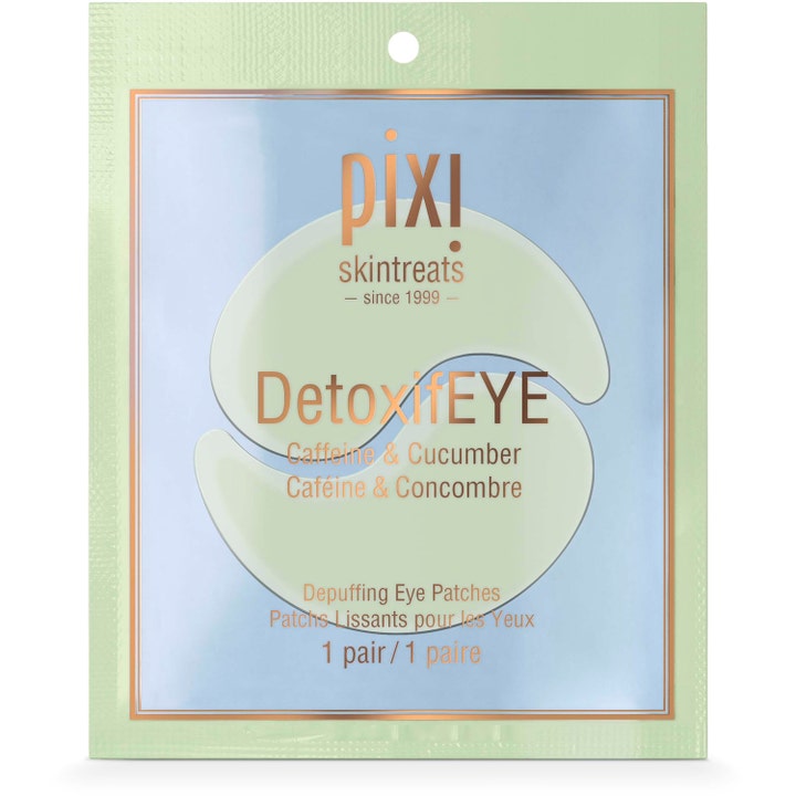 Pixi DetoxifEye 1 par øyelapper demper hevelse med koffein og agurk i lysegrønn engangspakning