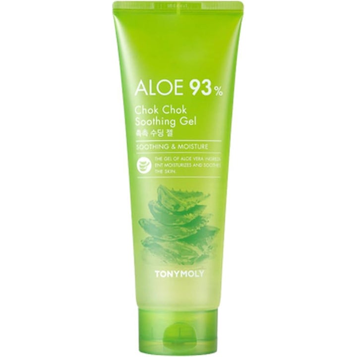 TONYMOLY Aloe 93% Chok Chok Soothing Gel beroligende fuktighetsgel i grønn gjennomsiktig tube med bilde av aloe vera