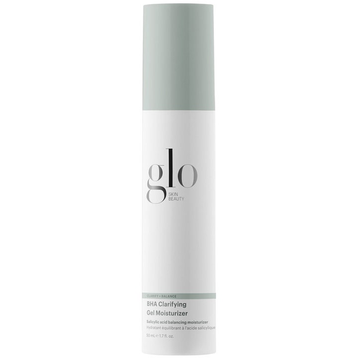 Glo Skin Beauty BHA Clarifying Gel Moisturizer 50 ml balanserende ansiktsgel i hvit sylindrisk flaske med lysegrå kork