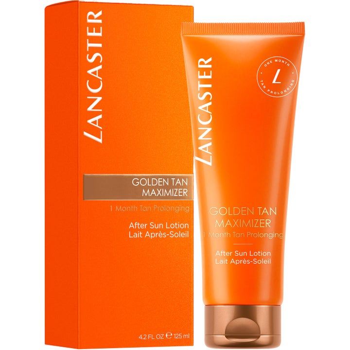 Lancaster Golden Tan Maximizer After Sun Lotion 125 ml i oransje tube og eske forlenger brunfargen