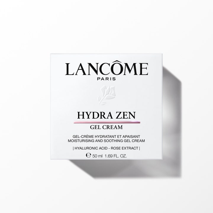 Lancôme Advanced Hydrazen Gel Cream 50 ml beroligende ansiktskrem i hvit ytteremballasje med rosa detaljer