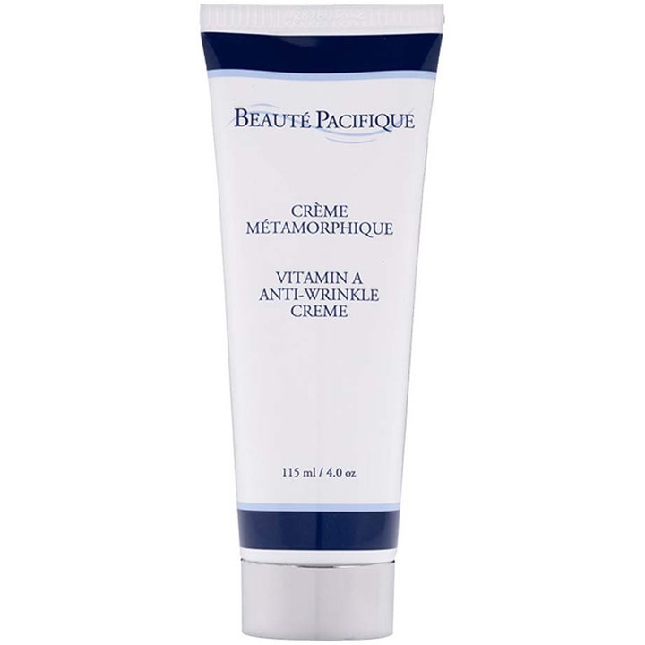 Beauté Pacifique Crème Métamorphique 115 ml vitamin A rynkekrem i hvit tube med blå striper og sølvfarget lokk