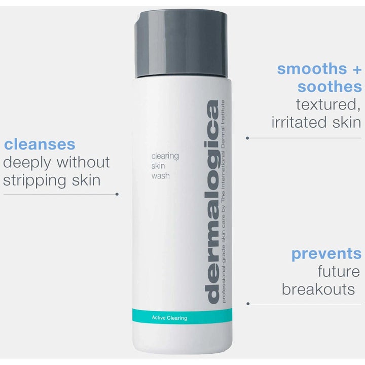 Dermalogica Clearing Skin Wash Duo 2 x 500 ml ansiktsrens i hvit flaske som renser dypt og motvirker kviser.