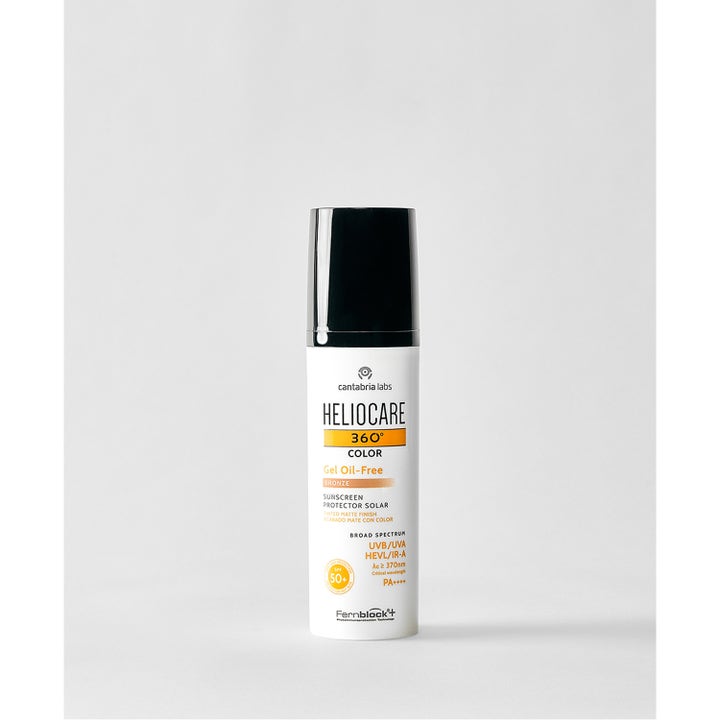 Heliocare 360 Color Gel Oil-Free SPF 50+ 50 ml solkrem i hvit tube med sort kork som gir en matt finish