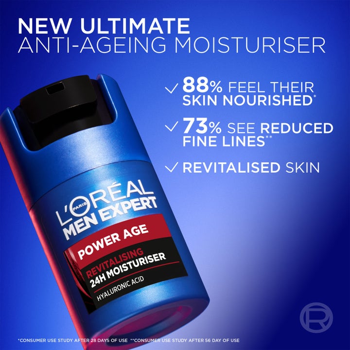 L'Oréal Paris Men Expert Power Age 50 ml fuktighetskrem med hyaluronsyre i blå pumpeflaske som gir næring til huden