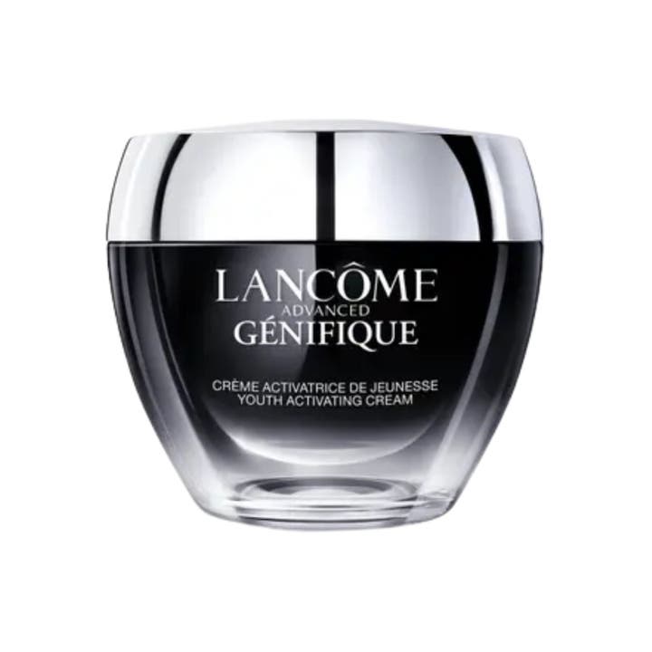 Lancôme Advanced Génifique Youth Activating Cream foryngende ansiktskrem i en elegant sort glasskrukke med sølvlokk