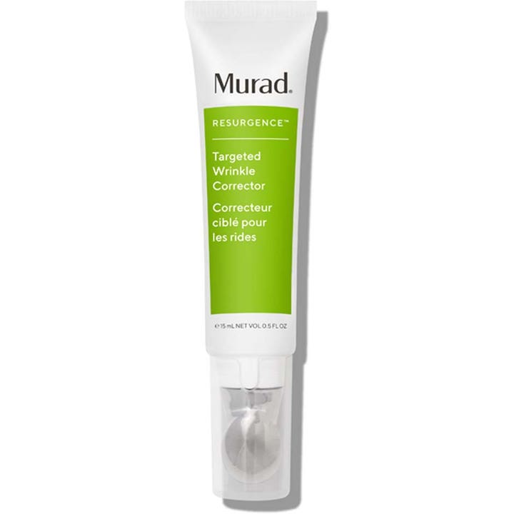 Murad Resurgence Targeted Wrinkle Corrector 15 ml rynkekorrigerende behandling i hvit tube med sølvfarget metalltupp.