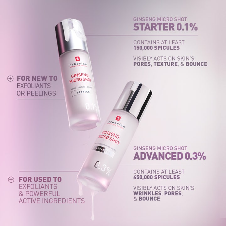 Erborian Ginseng Micro Shot 0.3 Advanced 30 ml serum mot rynker og porer i hvit pumpeflaske med sølvdetaljer