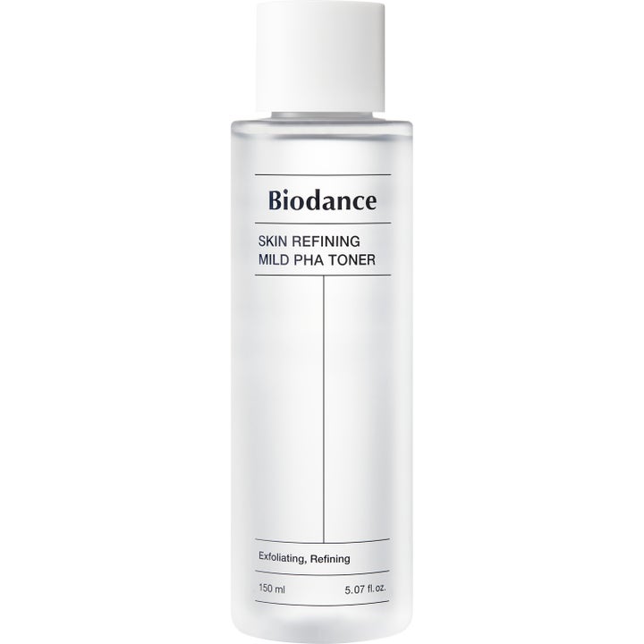 Biodance Skin Refining Mild PHA Toner 150 ml eksfolierende toner i frostet flaske med hvitt lokk som gir klarere hud