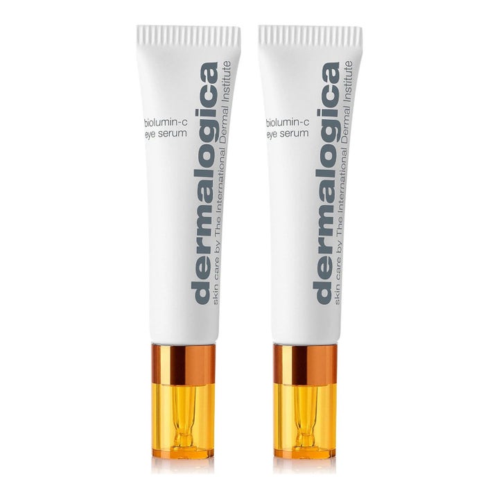 Dermalogica BioLumin-C Eye Serum 15 ml som gir glød i to hvite tuber med oransje gjennomsiktige korker