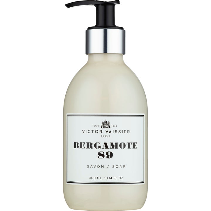 Victor Vaissier Bergamote 89 300 ml velduftende håndsåpe i en elegant flaske med sort pumpe og detaljer i sølv.