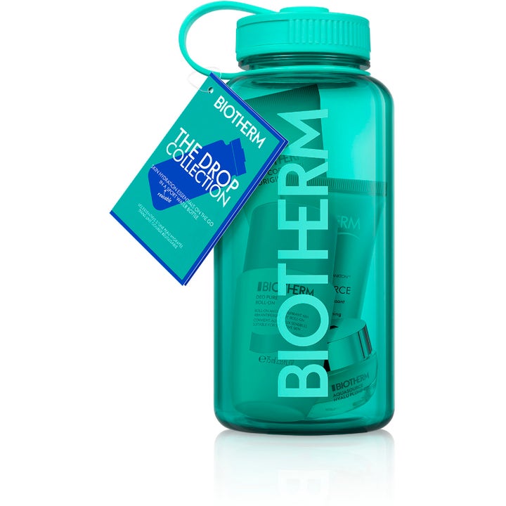 Biotherm Aqua Drop Set 1 stk hudpleiesett i turkis vannflaske med fuktighetsgivende produkter inni
