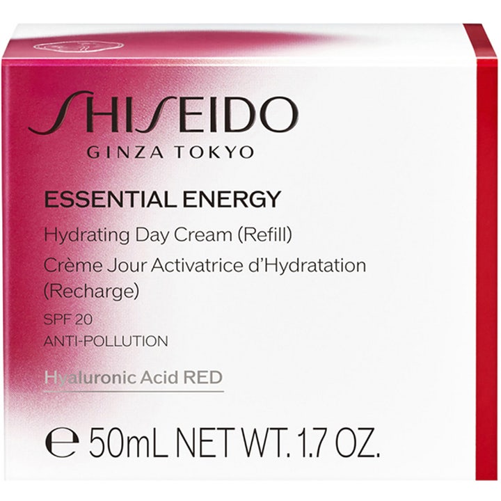 Shiseido Essential Energy Hydrating Day Cream 50 ml refill fuktighetsgivende dagkrem i hvit og rosa eske med SPF 20