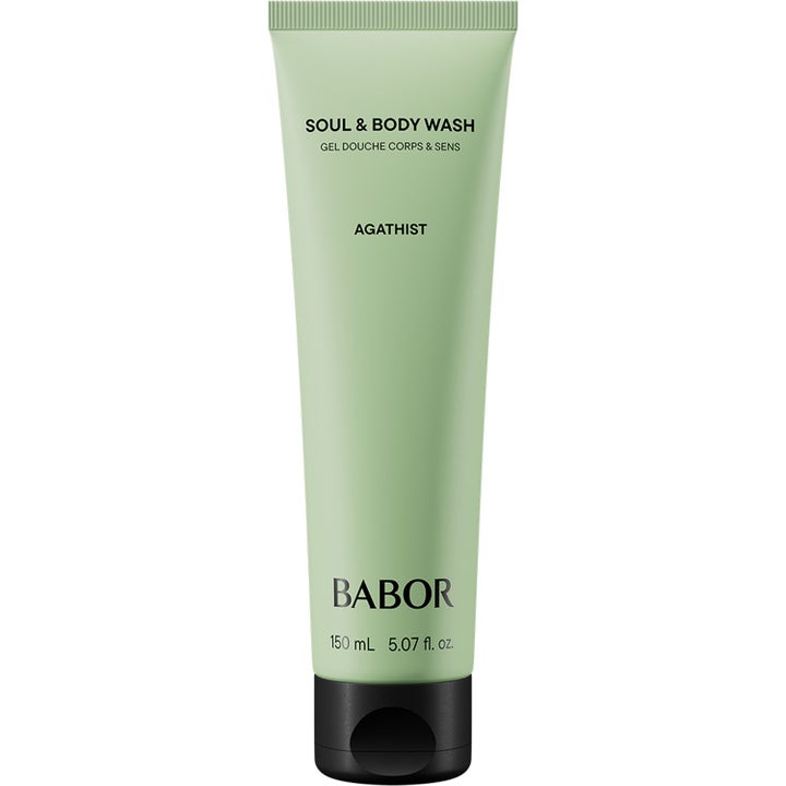 Babor Soul & Body Wash Agathist 150 ml oppfriskende dusjsåpe i en lysegrønn tube med et stilrent sort lokk