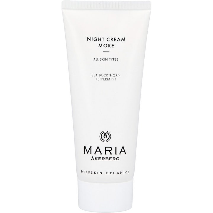 Maria Åkerberg Night Cream More 100 ml anti-age nattkrem i hvit tube med tindved og peppermynte