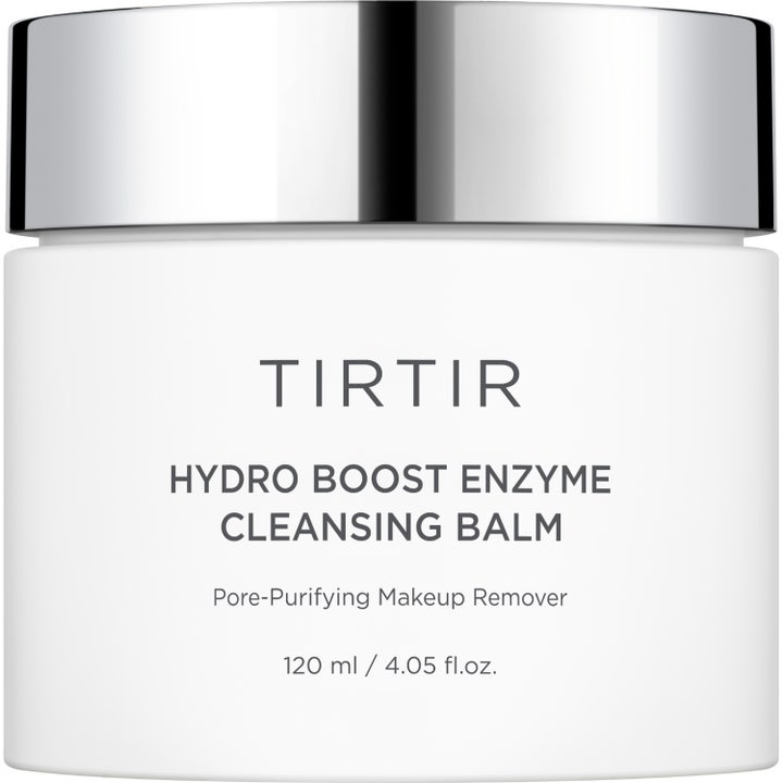 TIRTIR Hydro Boost Enzyme Cleansing Balm 120 ml renser porer i hvit krukke med elegant sølvlokk.