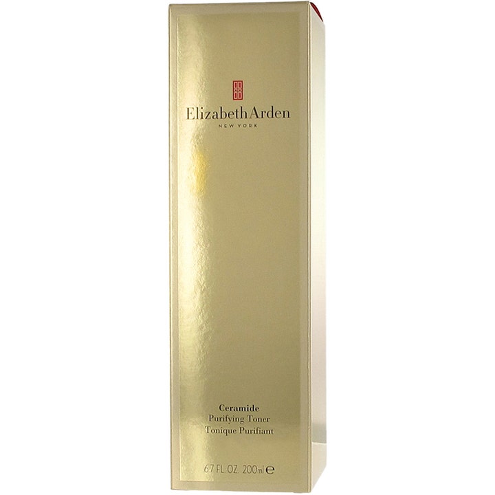 Elizabeth Arden Ceramide Purifying Toner 200 ml rensende ansiktsvann i en gullfarget metallisk eske