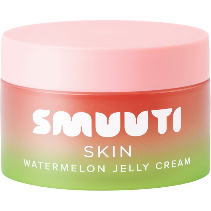 Smuuti Skin Watermelon Jelly Cream 50 ml fuktighetsgivende ansiktskrem i rosa og grønn krukke som gir glød.