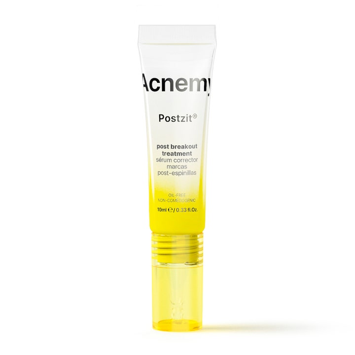 Niche Beauty Lab Acnemy Postzit 10 ml behandling mot kvisearr i en hvit og gul tube med gult lokk