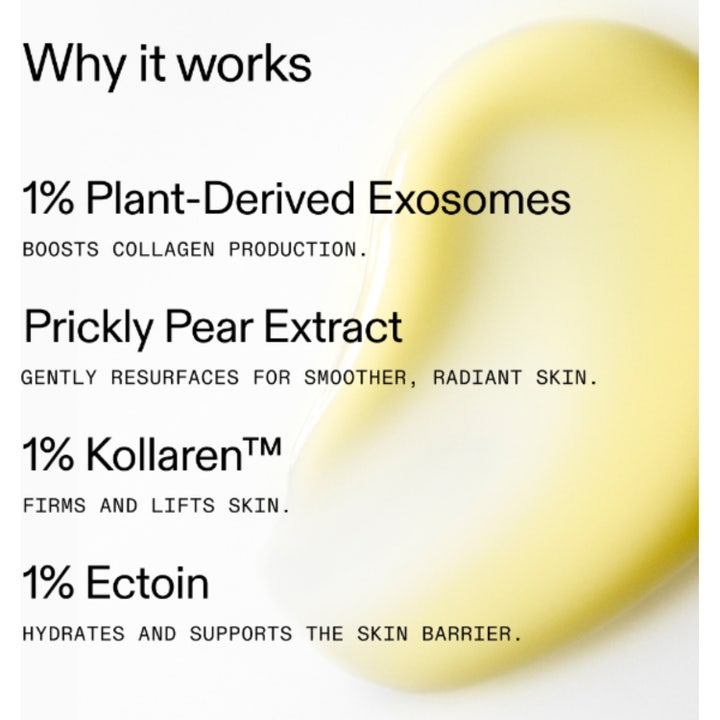 The INKEY List Exosome Hydro-Glow Complex 30 ml serum med gul tekstur som gir glød og fastere hud.