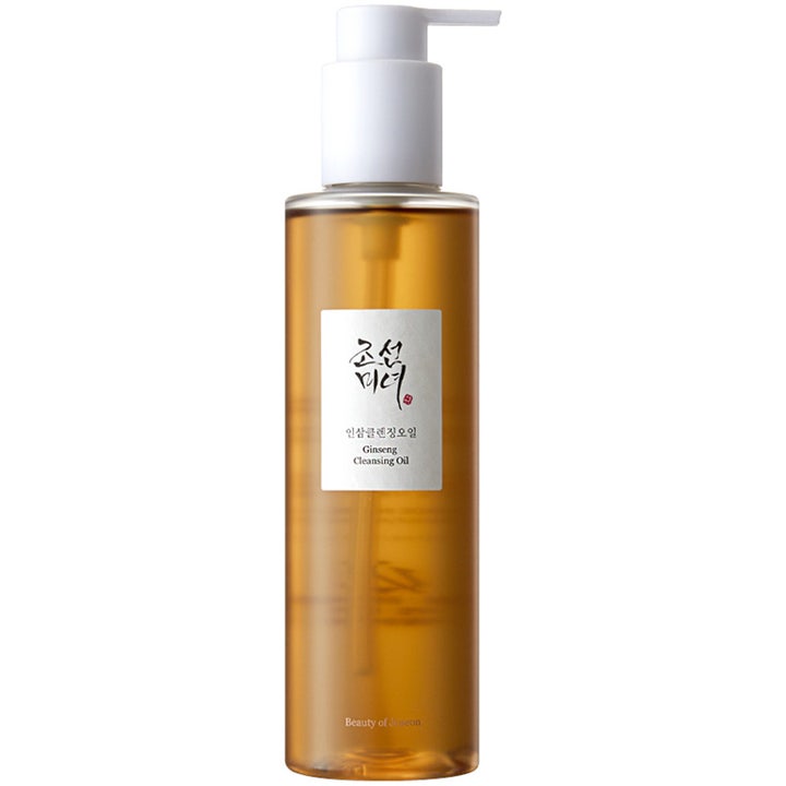 Beauty of Joseon Ginseng Cleansing Oil 210ml dyprensende olje med ravfarget væske og hvit pumpe.