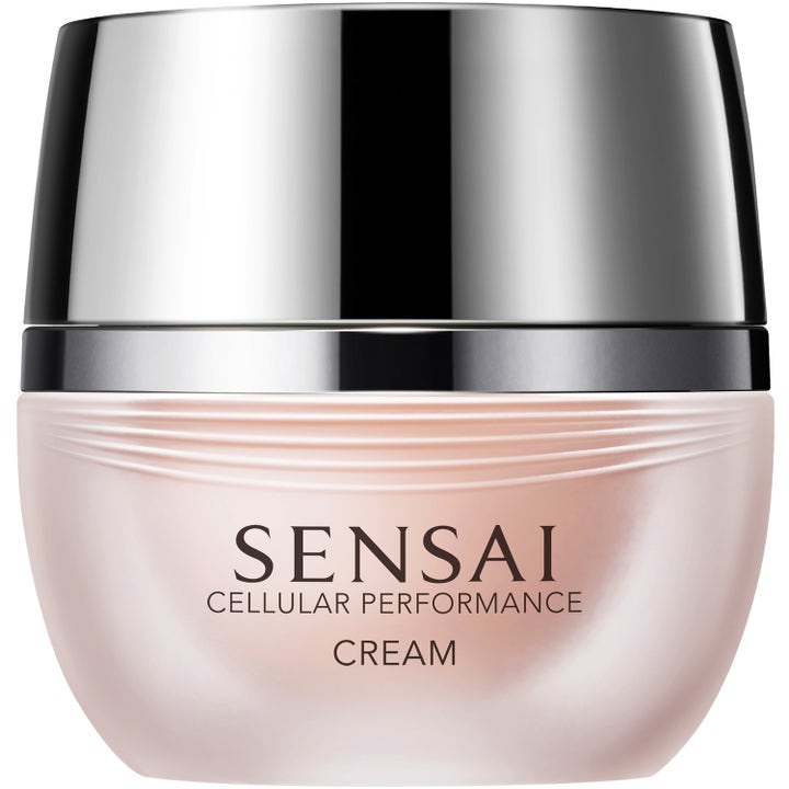 Sensai Cellular Performance Cream dypvirkende ansiktskrem i en frostet lyserosa krukke med blankt sølvlokk