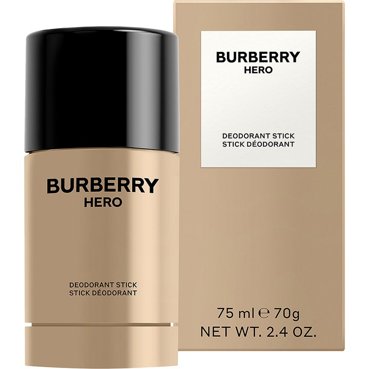 Burberry Hero Deodorant stick 75 ml herredeodorant i beige forpakning med svart kork og matchende yttereske