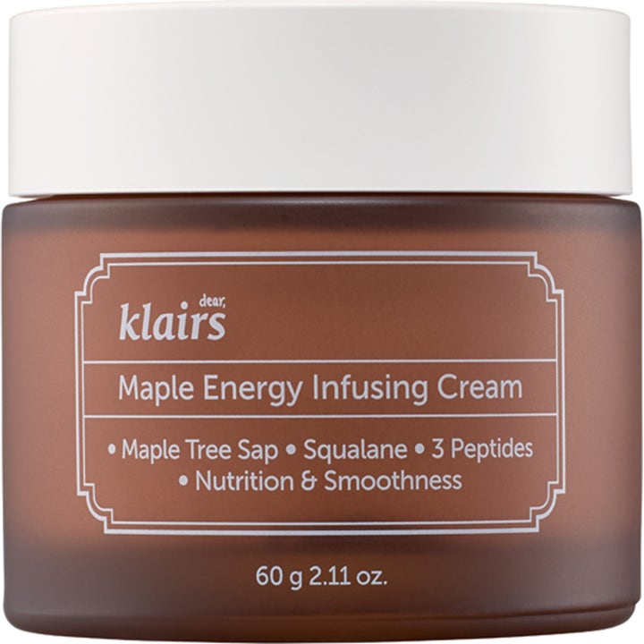 Klairs Maple Energy Infusing Cream 60g næringsgivende ansiktskrem i en frostet brun glasskrukke med hvitt lokk
