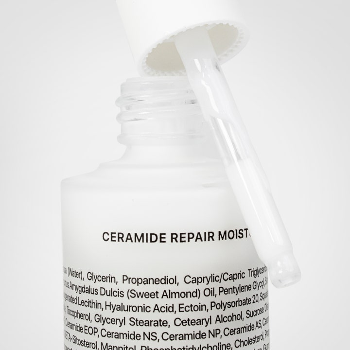 Niche Beauty Lab Transparent Lab Ceramide Repair Moisturizer 30 ml reparerende ansiktskrem i hvit pipetteflaske