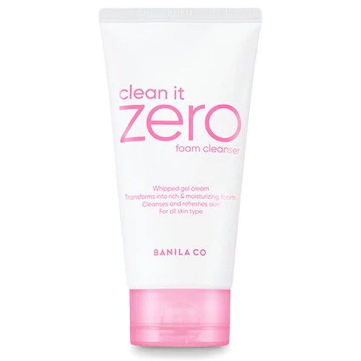 Banila Co Clean It Zero Foam Cleanser renseskum som gir ren og frisk hud i hvit tube med rosa kork