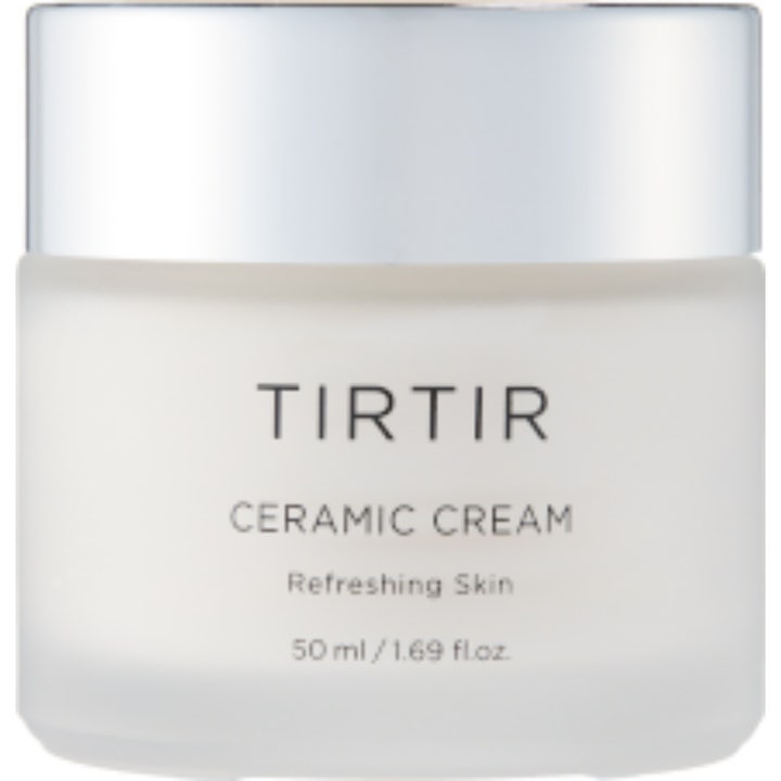 TIRTIR Ceramic Cream 50 ml fuktighetskrem som gir glødende hud i en krukke av frostet glass med sølvlokk