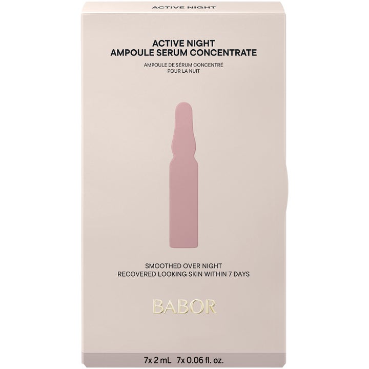 Babor Active Night Ampoule Serum Concentrate 14 ml nattserum i beige eske med rosa ampullesilhuett