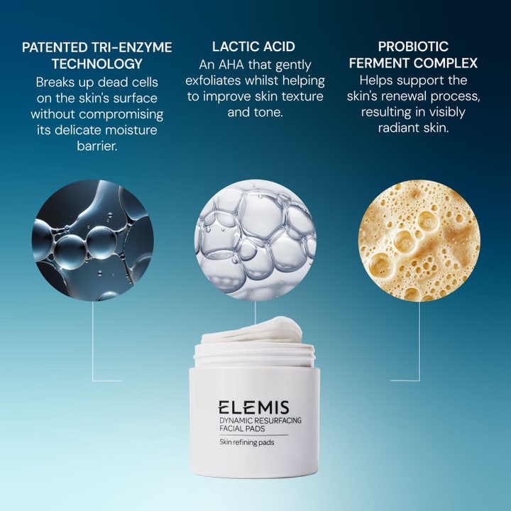 Elemis Dynamic Resurfacing Pads 60 stk eksfolierende pads gir jevnere hudtone og mindre rødhet etter 14 dager