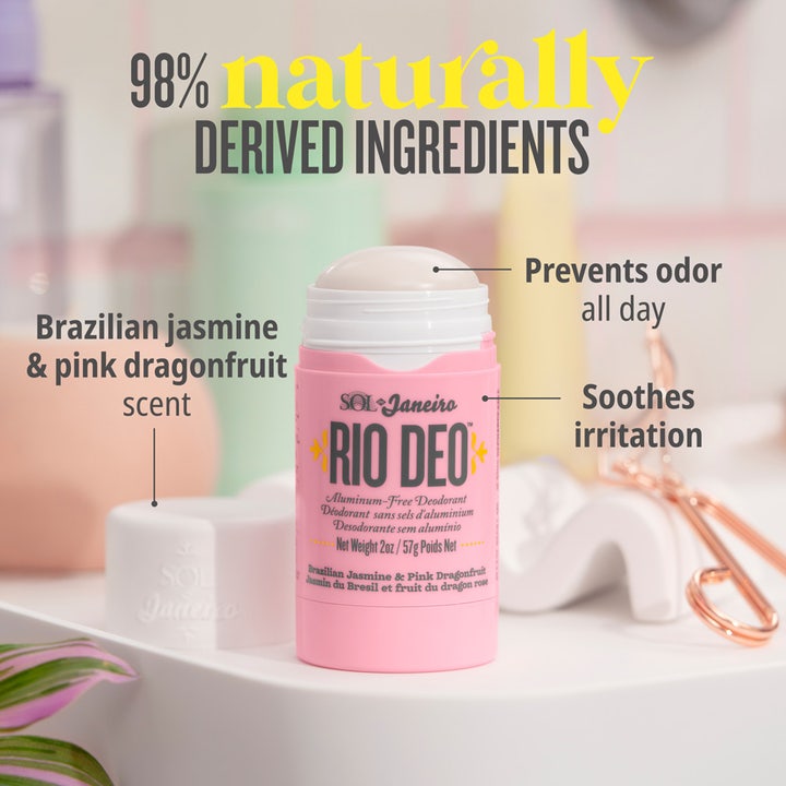Sol de Janeiro Rio Deo 68 57 ml aluminiumsfri deodorant i rosa stift med 98 % naturlige ingredienser som motvirker lukt.