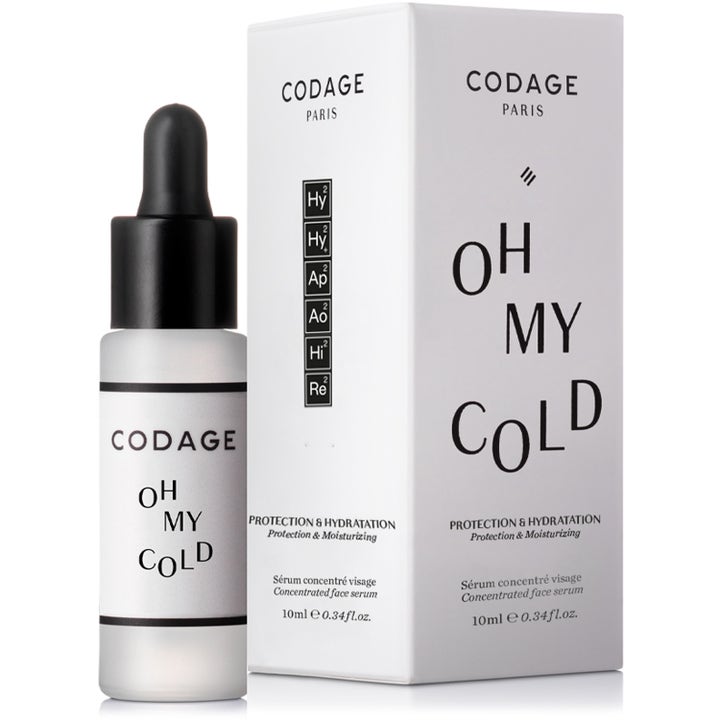 Codage Paris Oh My Cold Serum 10 ml fuktighetsgivende ansiktsserum i frostet glassflaske med pipette og hvit eske