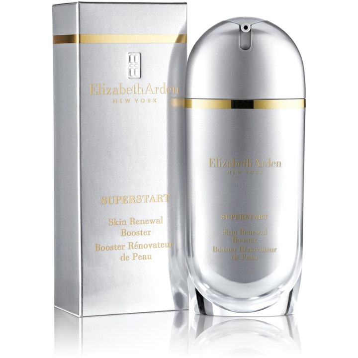Elizabeth Arden Superstart Skin Renewal Booster 50 ml styrkende ansiktsserum i sølvfarget flaske og eske.