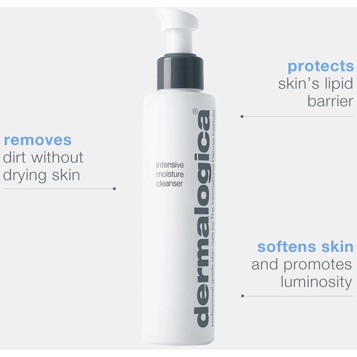 Dermalogica Intensive Moisture Cleanser 150 ml ansiktsrens på hvit pumpeflaske som bevarer hudbarrieren.